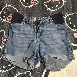 Blue Denim Shorts with Black Accents
